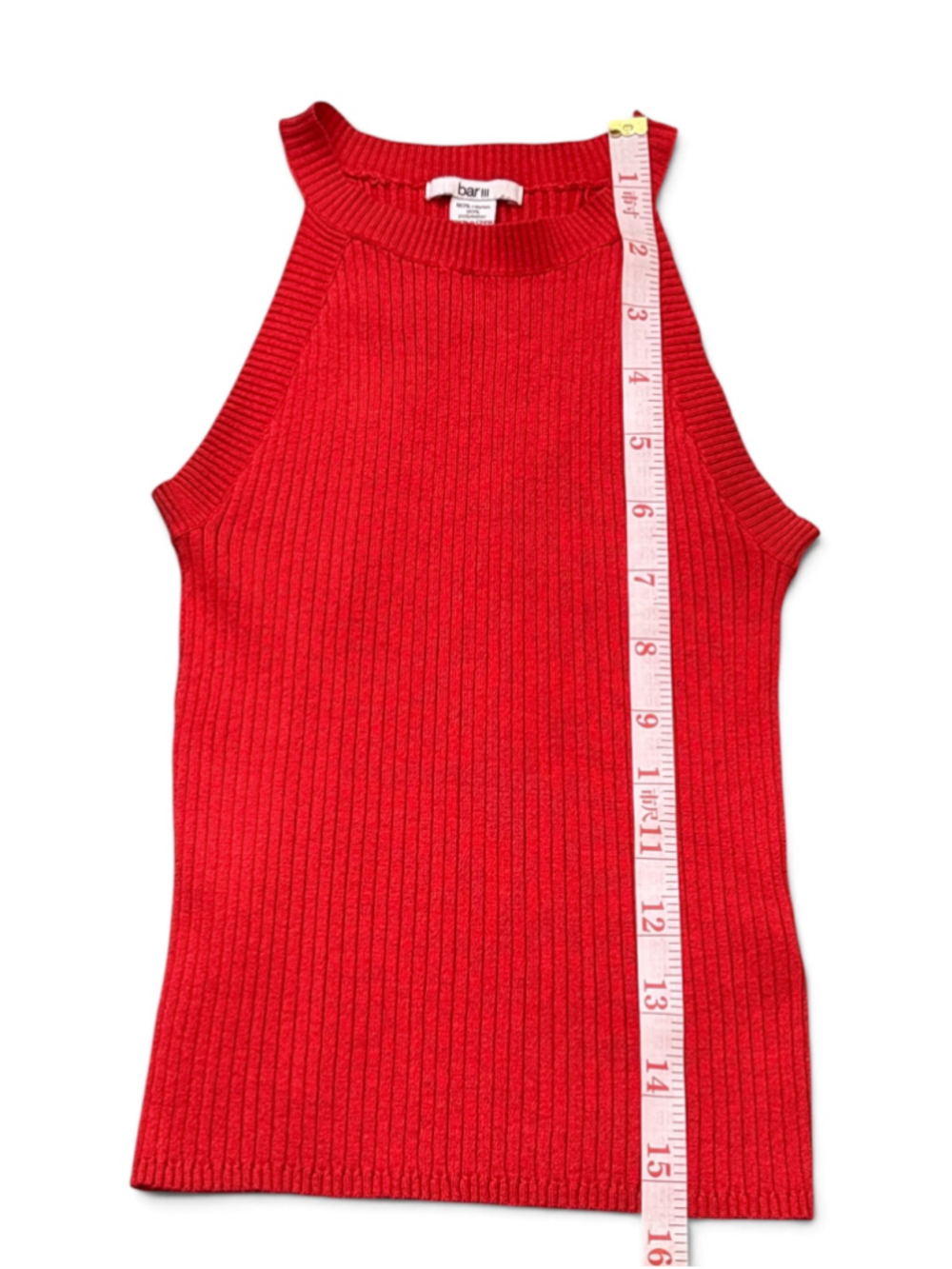 Bar III Ribbed Knit Tank Top Red Size L - Picture 2 of 6